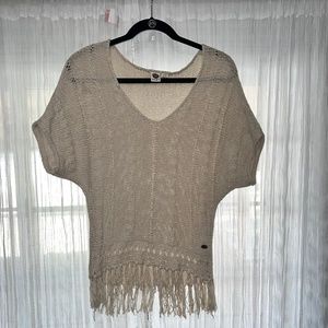 Short Sleeve Fringe Roxy Sweater